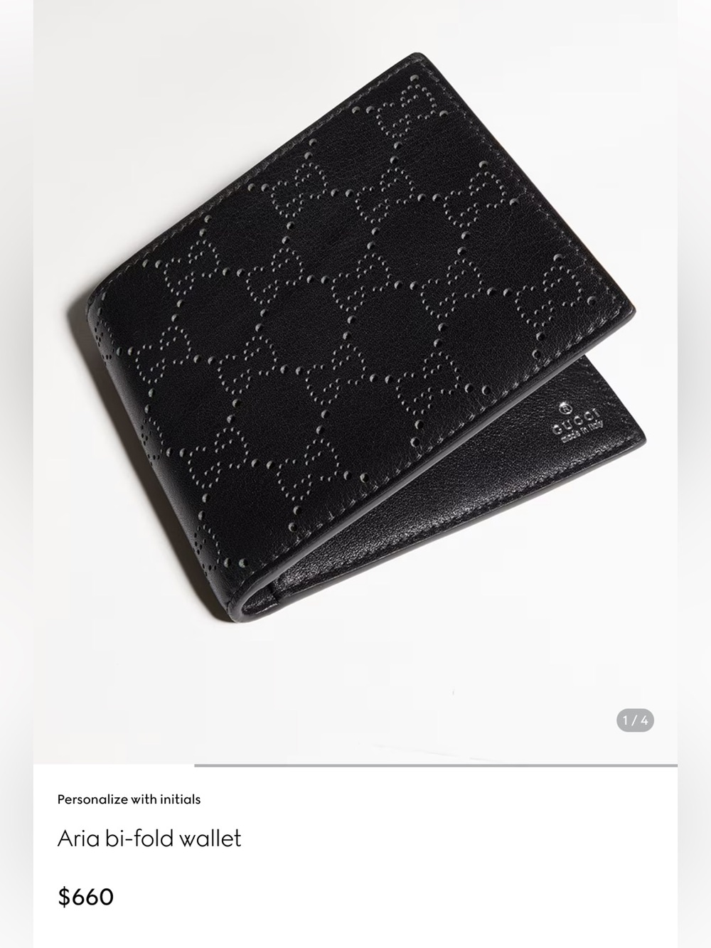 Gucci Black Perforated GG Aria Bi-Fold Wallet